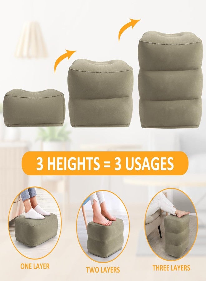 Eooqi Inflatable Foot Rest Pillow for Travel - Adjustable Height Flight Foot Rest with Eye Mask and Earplugs for Kids & Adults on Airplane, Car, Train, Office, and Home (Gray, 2 PCS) - Image 2