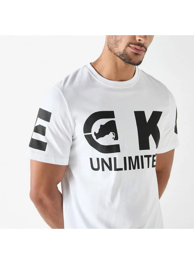 Ecko Unltd. Ecko Unltd Typographic Print Crew Neck T-shirt with Short Sleeves