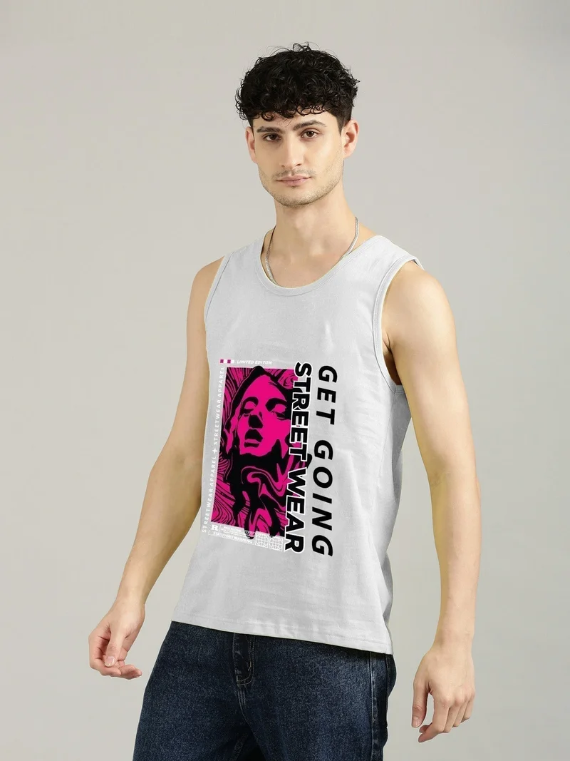 جوفن صدرية قطنية رمادية ضيقة للرجال