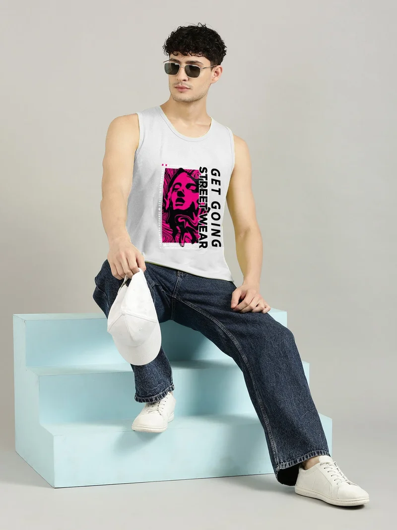 Joven  Grey Cotton Slim Fit Vest for Men for Men | Best Price UAE