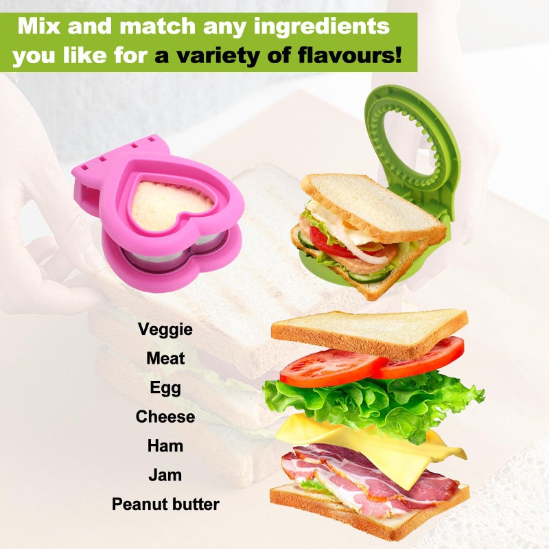 MULIRE Uncrustable Sandwich Cutter for Kids Lunch,2-Pack Sandwich Cutter Circle& Heart Shape Cutter & Sealer for Kids Breakfast and Lunchboxes - Image 4