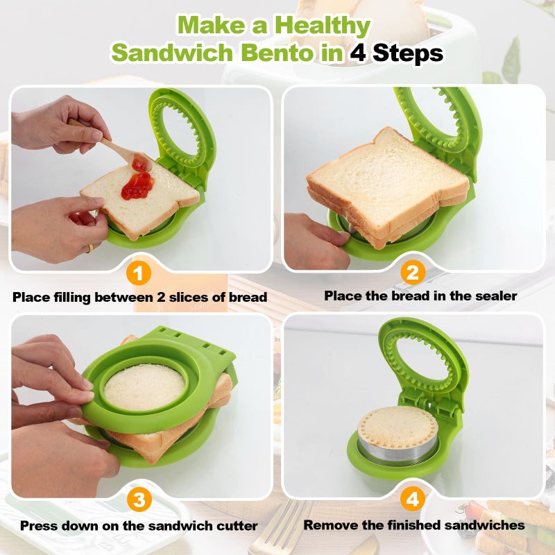 MULIRE Uncrustable Sandwich Cutter for Kids Lunch,2-Pack Sandwich Cutter Circle& Heart Shape Cutter & Sealer for Kids Breakfast and Lunchboxes - Image 3