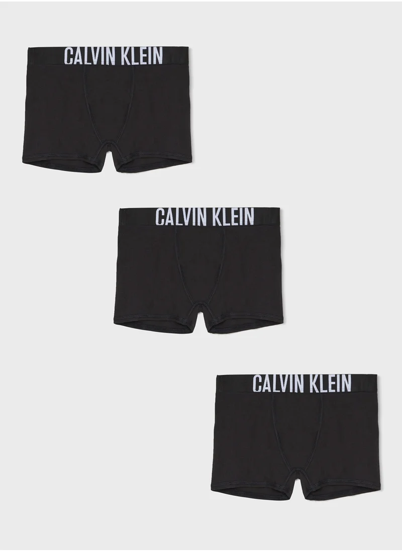 Calvin Klein Jeans Kids 3 Pack Logo Band Trunks