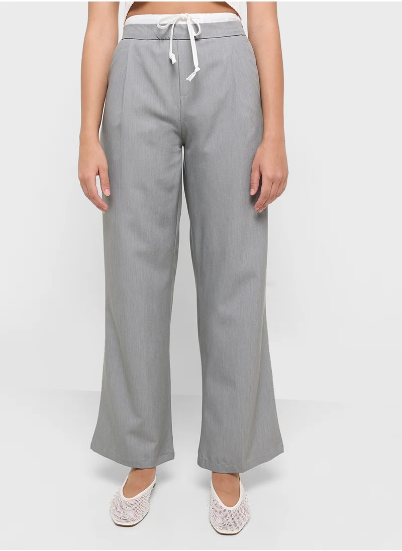 Ginger Contrast Waistband Detail Wide Leg Pants