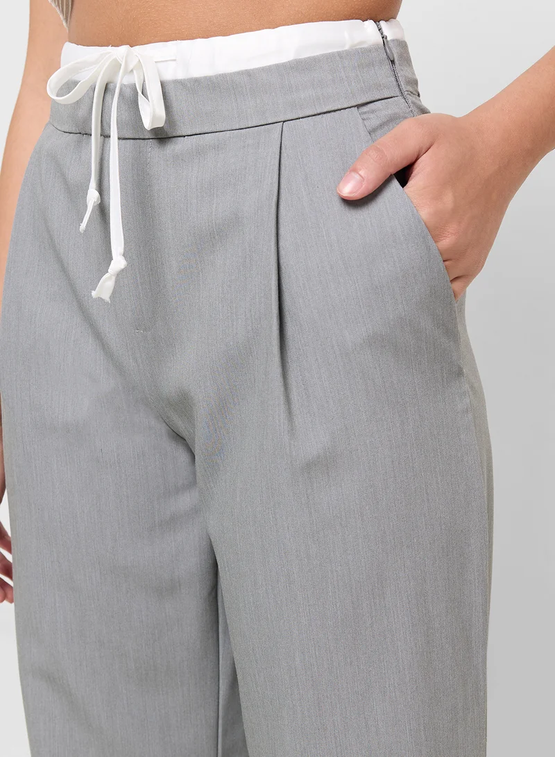 Ginger Contrast Waistband Detail Wide Leg Pants