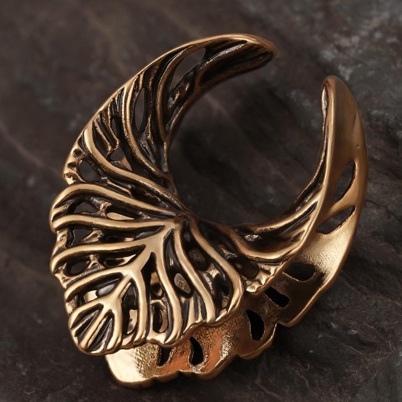 ERKUOO 2PCS Elegant Baroque Leaf Crest Ear Tunnels 8mmâ€“25mm Gothic Plugs Gauges Saddle Double Flare Stretching Jewelry for Women Men Alternative Fashion - Image 5