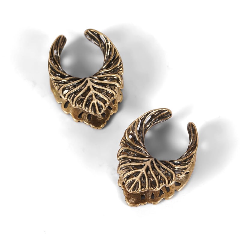 ERKUOO 2PCS Elegant Baroque Leaf Crest Ear Tunnels 8mmâ€“25mm Gothic Plugs Gauges Saddle Double Flare Stretching Jewelry for Women Men Alternative Fashion - Image 4