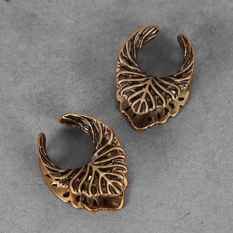 ERKUOO 2PCS Elegant Baroque Leaf Crest Ear Tunnels 8mmâ€“25mm Gothic Plugs Gauges Saddle Double Flare Stretching Jewelry for Women Men Alternative Fashion - Image 3