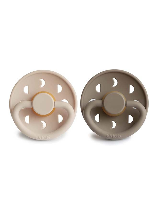 FRIGG Moon Phase Silicone Baby Pacifier 6-18M 2-Pack Croissant/Portobello - Size 2