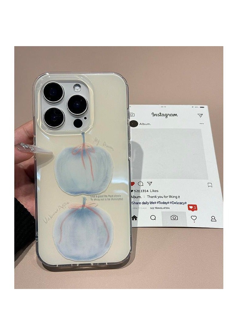 NIBEMINENT Blue Bow Apple Protective TPU Case Cover For iPhone 16 Pro Max