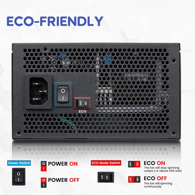 Vetroo 1000W Black Power Supply ATX 3.1 Ready Dual PCIe 5.1, 80 Plus Gold Full Modular, Eco Mode with 120mm FDB Fan, Compact Size, 10 Year Warranty for Gaming PC - Image 3