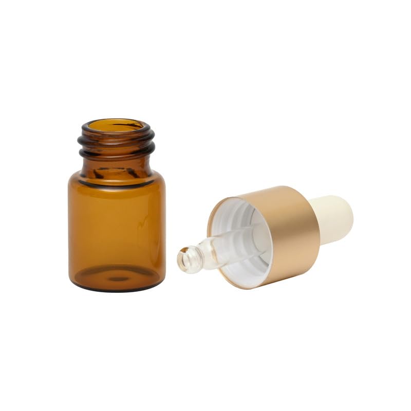 Devinez Amber Color Round Glass Bottle, 5 ml - Set of 12 with Silver White Dropper for Essential Oils, Blends, DIY Skin Care, Cosmetics, Multipurpose Bottle for Home and Travel Purpose - Image 4