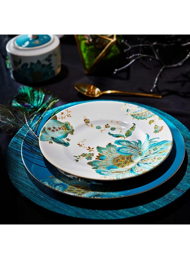 222 Fifth Eliza 16Piece Teal Porcelain Dinnerware Set - Image 3