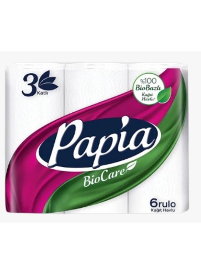 مناديل مطبخ بابيا بيوكير 3 طبقات - عبوة من 6 لفات