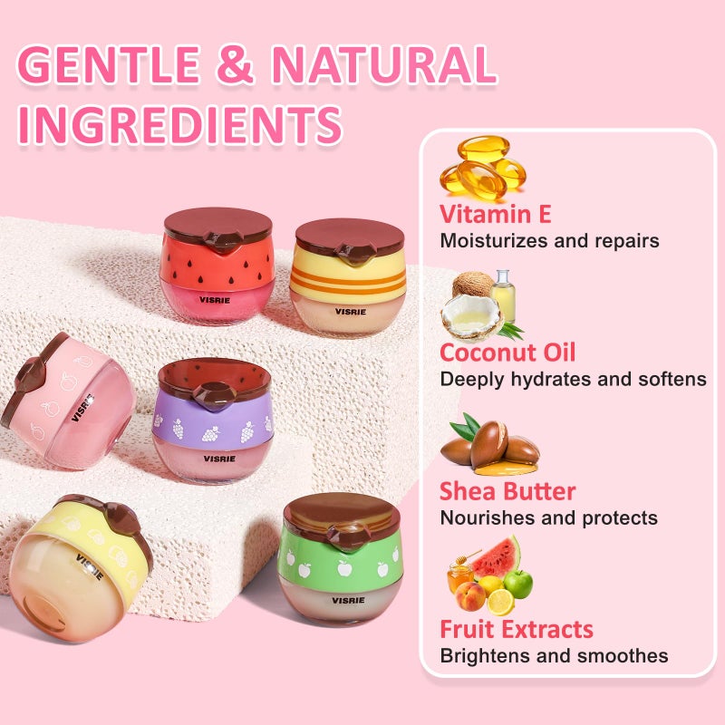 VISRIE 12 PCS Bee Lip Balm Honey Pot, Overnight Sleeping Lip Mask with Applicator - Propolis & Fruit Extract Moisturizing Lip Care for Dry Cracked Lips, Cute Makeup Gift for Women & Girls - Image 4