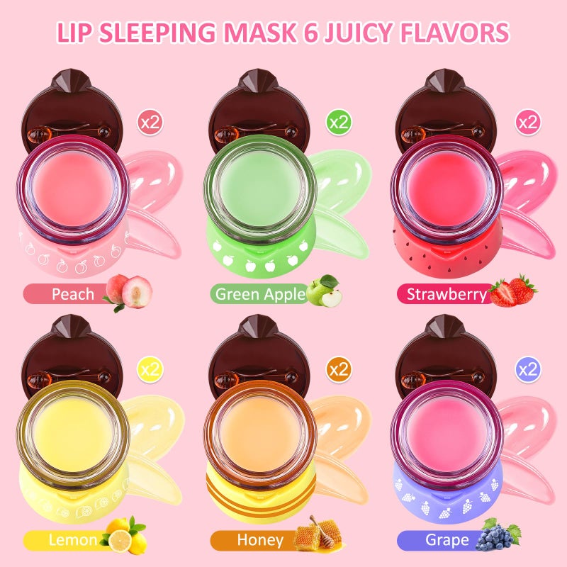 VISRIE 12 PCS Bee Lip Balm Honey Pot, Overnight Sleeping Lip Mask with Applicator - Propolis & Fruit Extract Moisturizing Lip Care for Dry Cracked Lips, Cute Makeup Gift for Women & Girls - Image 2