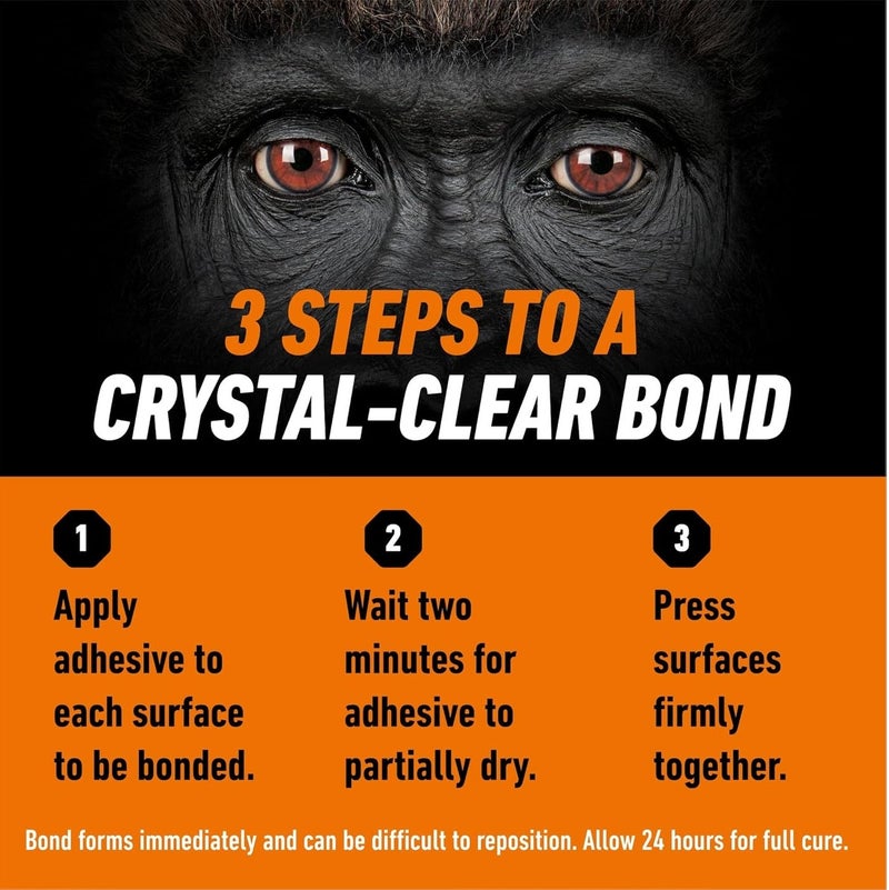 غوريلا كلير جريب لاصق شفاف قوي 88 مل – غراء قوي مقاوم للماء للاستخدام الداخلي والخارجي، شفاف عالي التحمل للمعادن والزجاج والخشب والأقمشة والبلاستيك - Image 5