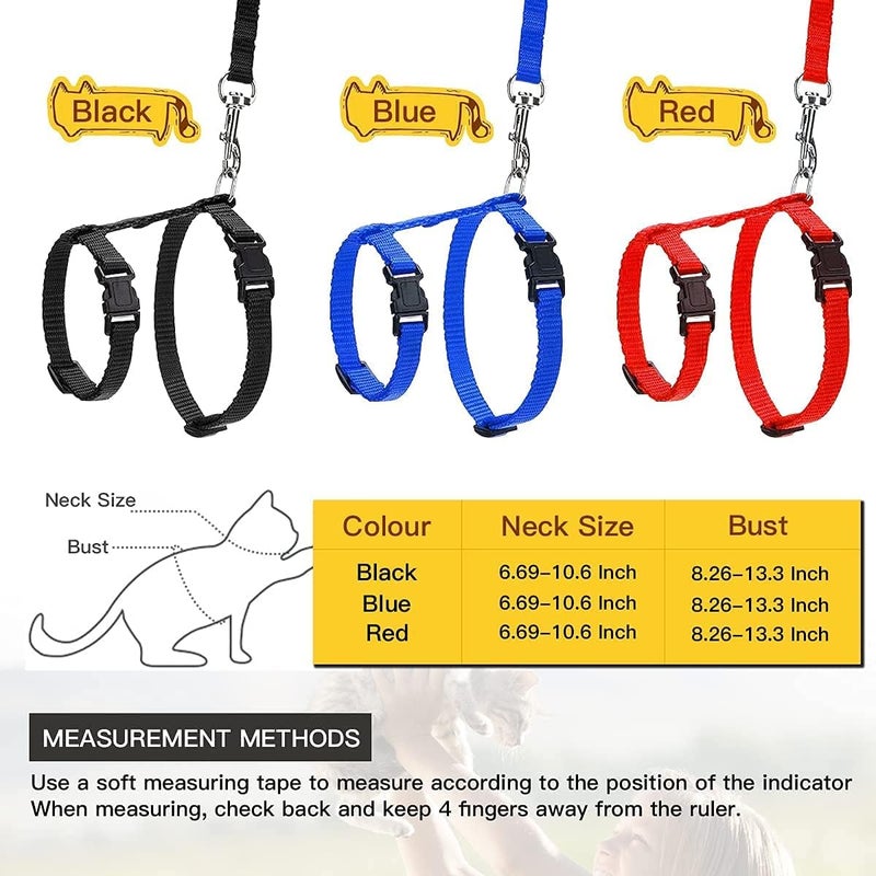 RoverPets Adjustable Nylon Cat Harness and Leash Set – Soft Strap Collar with Training Lead for Cats, Kittens, Rabbits, and Small Pets – Comfortable & Secure Outdoor Walking Gear (Black) - Image 3