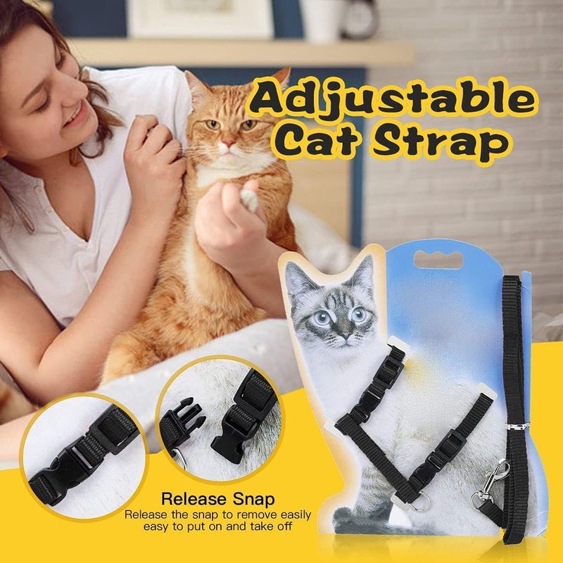 RoverPets Adjustable Nylon Cat Harness and Leash Set – Soft Strap Collar with Training Lead for Cats, Kittens, Rabbits, and Small Pets – Comfortable & Secure Outdoor Walking Gear (Black) - Image 5