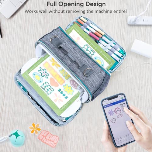 IMAGINING Carrying Case for Cricut Joy Xtra, Joy Extra Carrying Bag with Pockets for Cricut Accessories and Tools, Front and Back Side Full Open - Image 3