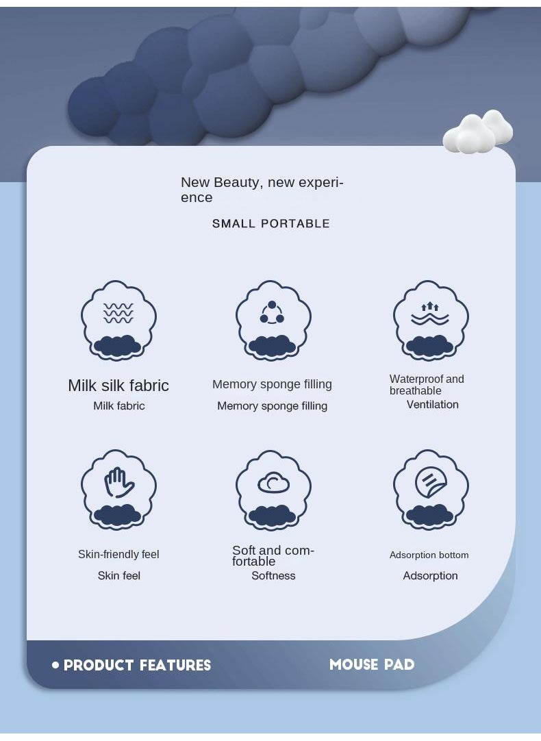 Y&D - 3-Piece Office Keyboard Cloud Wrist Rest And High Density Memory Silicone Non Slip Base Mouse Pad - Image 1