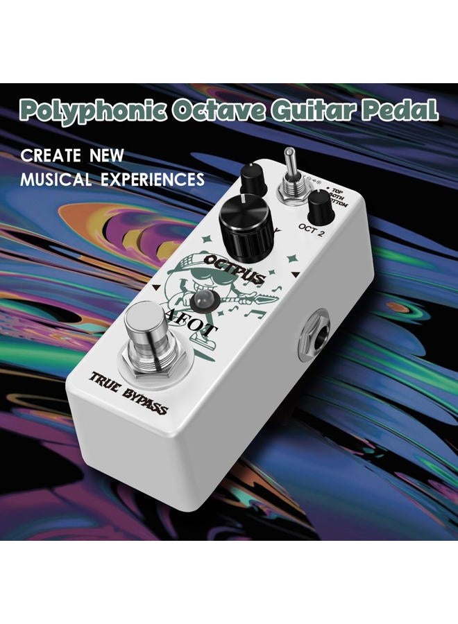 AFOT Polyphonic Octave Guitar Pedal, Digital Octave Mini Pedal,3 Modes Octave Shifter with Top/Both/Bottom Selection, Compact & Practical Aluminum Build, True Bypass for Electric Guitar - Image 2