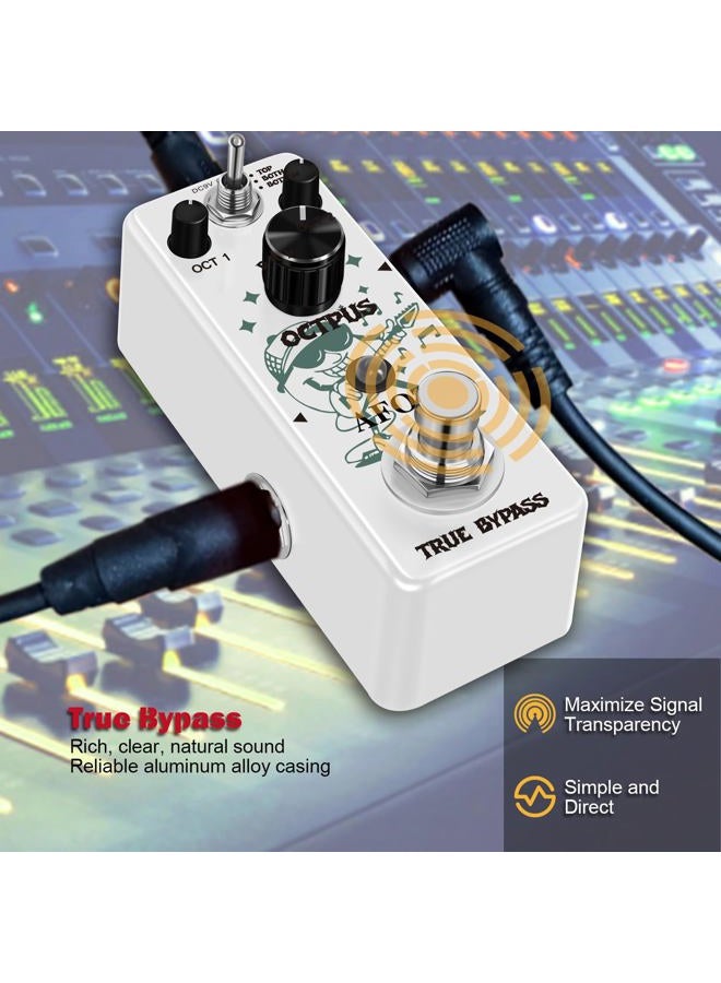 AFOT Polyphonic Octave Guitar Pedal, Digital Octave Mini Pedal,3 Modes Octave Shifter with Top/Both/Bottom Selection, Compact & Practical Aluminum Build, True Bypass for Electric Guitar - Image 5