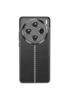 Vivo X100 Pro 5G Carbon Fiber Protective Case Cover with Litchi Pattern, Shockproof TPU, Anti-Slip, Ultra-Thin, Shock Absorption - Black