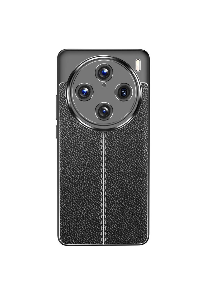 Generic - Vivo X100 Pro 5G Carbon Fiber Protective Case Cover with Litchi Pattern, Shockproof TPU, Anti-Slip, Ultra-Thin, Shock Absorption - Black - Image 1