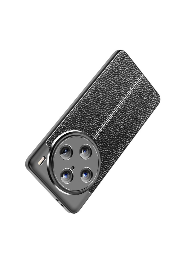 Generic - Vivo X100 Pro 5G Carbon Fiber Protective Case Cover with Litchi Pattern, Shockproof TPU, Anti-Slip, Ultra-Thin, Shock Absorption - Black - Image 1