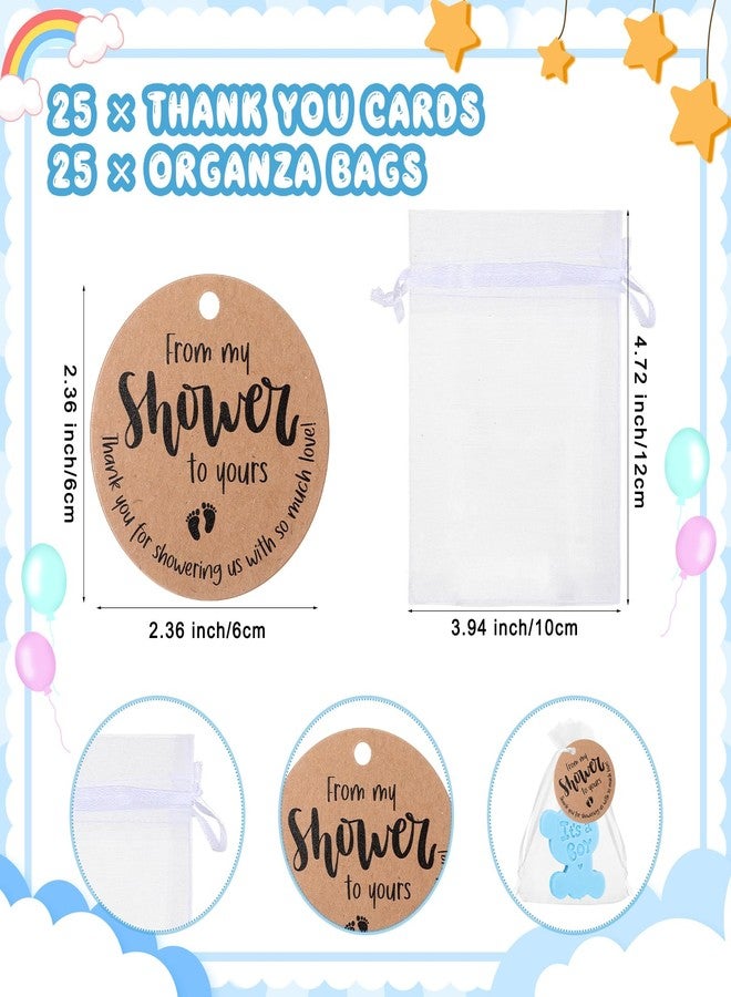 Swiffen 25 Sets Bear Themed Baby Shower Soap Favors for Guests Boy Girl Handmade Scented Soaps with Mini Thank You Tags and Organza Bags for Shower Gender Reveal Party Favors(Blue, It's A Boy) - Image 3