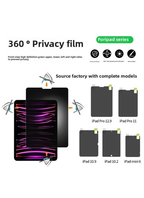 Suitable For Apple Flat IpadPro12.3 Inch Full Glue Bonding 360 Degree Anti-peep Paper Film Anti-glare Anti-fingerprint-Color:Glow Anti-peep 360-degree Film Tool Packaging Color Card-Dimensions:Ipad Air11 Inch [2024]]