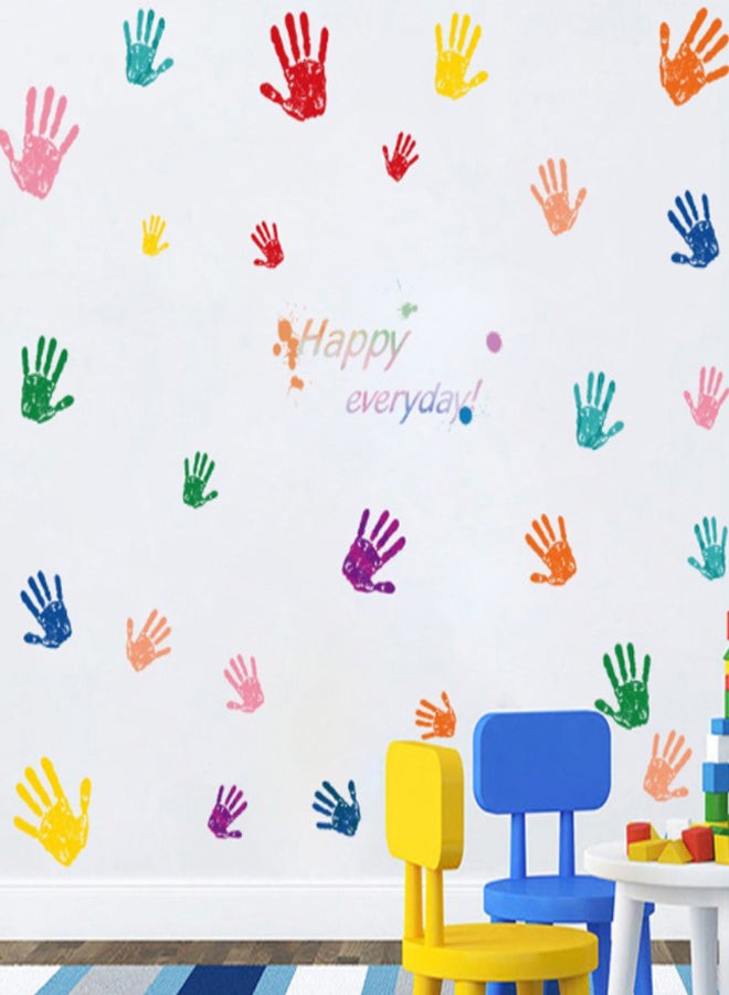 Happy Everyday Hand Prints Wall Sticker Multicolour 50 x 70centimeter