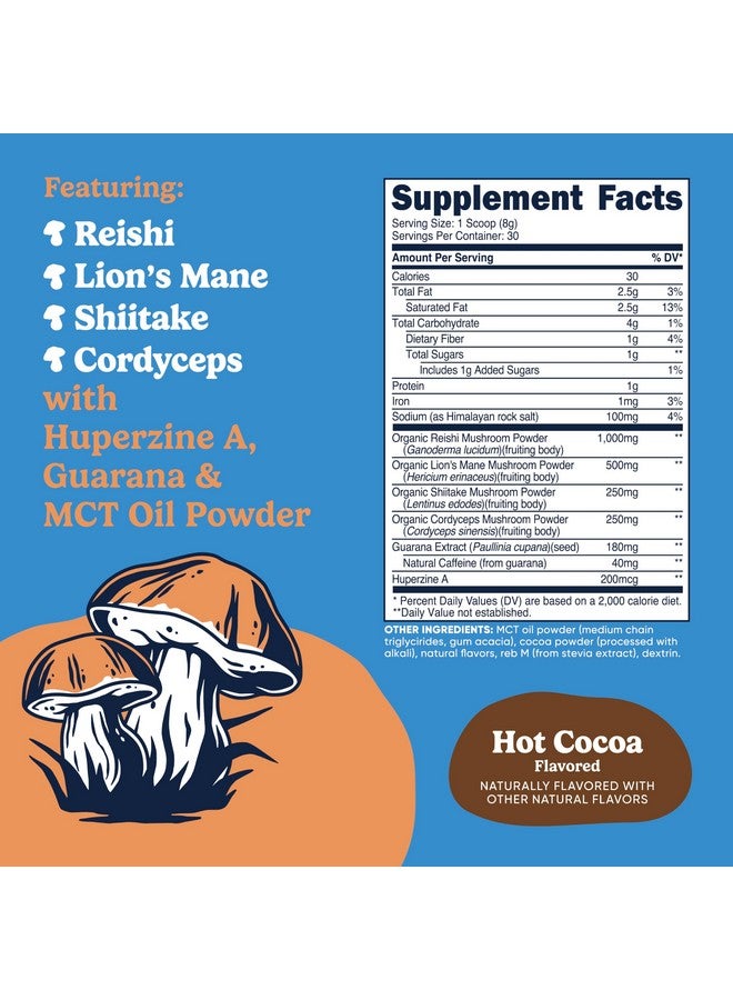 Nutricost Nutrizen AM Focus Adaptogenic Mushroom Drink (Hot Cocoa Flavored) 30 Servings - Includes Reishi, Lion's Mane, Shiitake, Cordyceps - Image 2