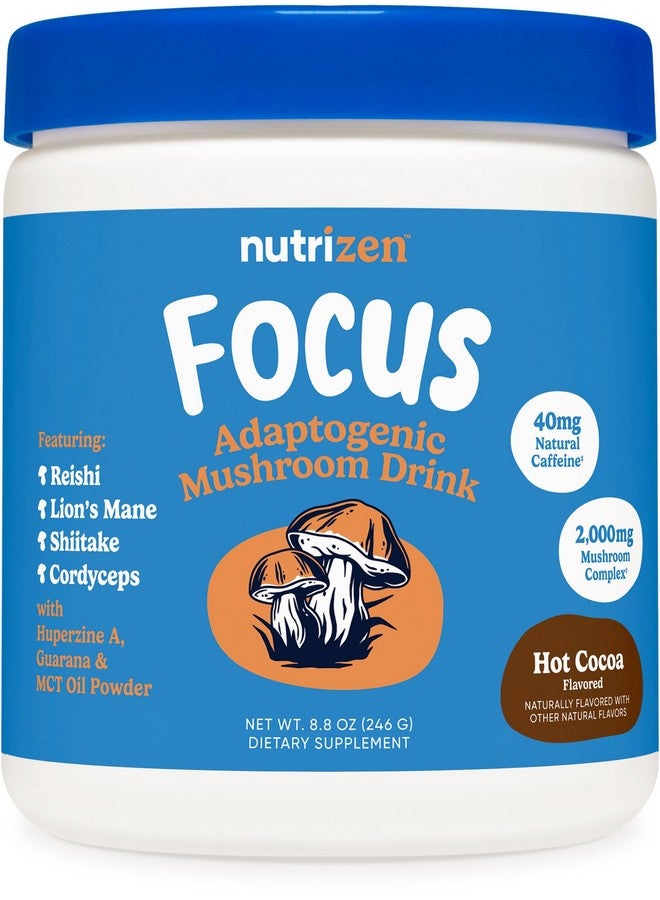 Nutricost Nutrizen AM Focus Adaptogenic Mushroom Drink (Hot Cocoa Flavored) 30 Servings - Includes Reishi, Lion's Mane, Shiitake, Cordyceps - Image 1