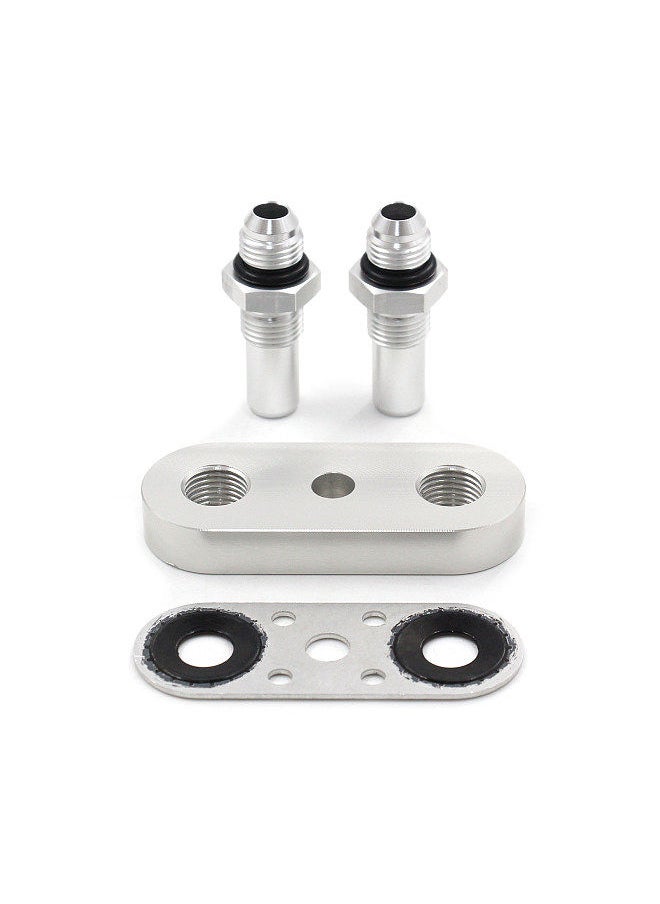 Generic - Transmission Cooler Line Adapter Plate with Gasket 6AN Fittings Replacement for 6L80E 6L90E   8L90E Factory Oil Seal Line Connector for Custom Braided Hose Set 551121-6AN - Image 1