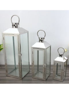 Pixels Furniture Stainless Steel Metal Lantern Candle Holders with Tempered Glass Panels for Living Room Decor Home Party Decoration 3 Piece Set - pzsku/Z1B29E2C7ED5D6383017FZ/45/_/1736678508/5eb2c4da-5650-4afc-adc9-9a9548d77333