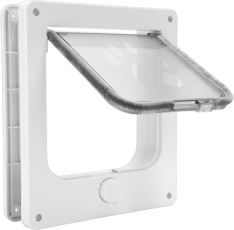Cat Door, 4 Way Locking Flap Weatherproof Reinforced ABS Frame Pet Door for Interior Exterior Use, with Magnetic Groove for Windproof Brush Strips, Suitable for Pets Up to 25 Lb (M) - Image 1