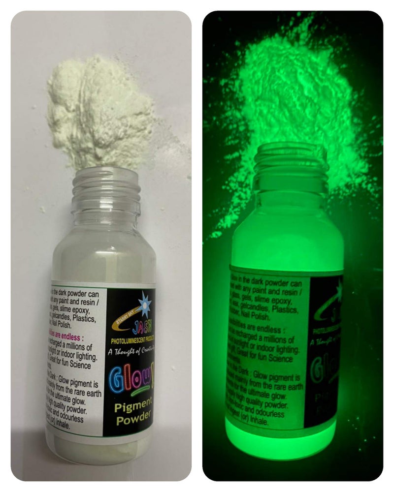 JASH Glow in The Dark Paint Powder 50gm (Yellow Green) - Image 1
