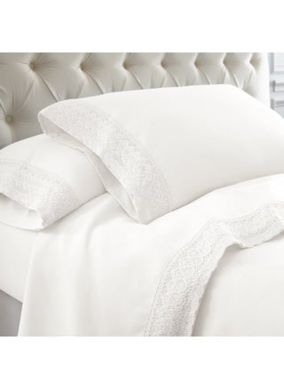 Modern Threads Soft Microfiber Crochet Lace Sheets - Luxurious Microfiber Bed Sheets - Includes Flat Sheet, Fitted Sheet with Deep Pockets, & Pillowcases White King - pzsku/Z1B29EDF24EF5BACFC38FZ/45/_/1728377745/23c9402f-5708-4b6c-8f0e-180045365f0f