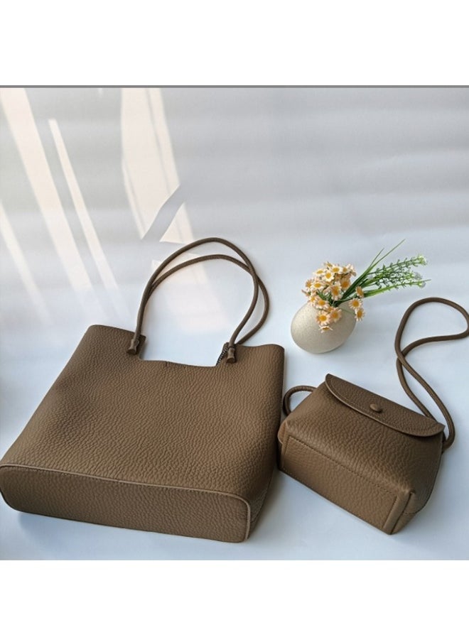 JCB CHIC Women PU Leather Tote Bag Hobo Bag and Clutch Versatile 2pcs Shoulder Bag and Handbag Set Shopping Satchel Bag,Versatile Soft Underarm Bag For Trave Work(296-Brown)  - Image 2
