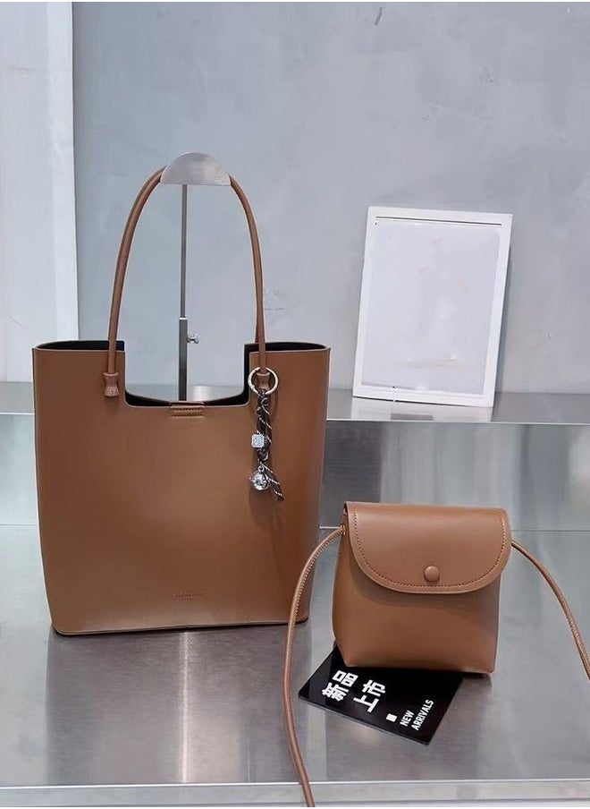 JCB CHIC Women PU Leather Tote Bag Hobo Bag and Clutch Versatile 2pcs Shoulder Bag and Handbag Set Shopping Satchel Bag,Versatile Soft Underarm Bag For Trave Work(296-Brown)  - Image 1