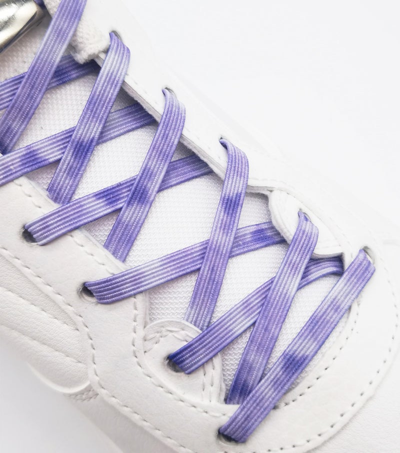 nikwesm Magnetic No Tie Elastic Shoe Laces for Kids Adults, No screw, One Size Fits All (tie-dye purple) - Image 2