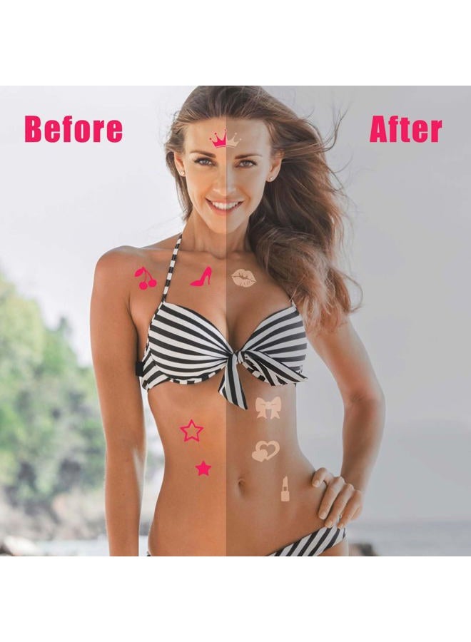 XIHIRCD 320pcs Tanning Stickers, Cute Sunbathing Stickers Self Adhesive Tanning Heart Lips Bow Star Cherry Sunbed Stickers for Body Summer Beach (8 Styles) - Image 5