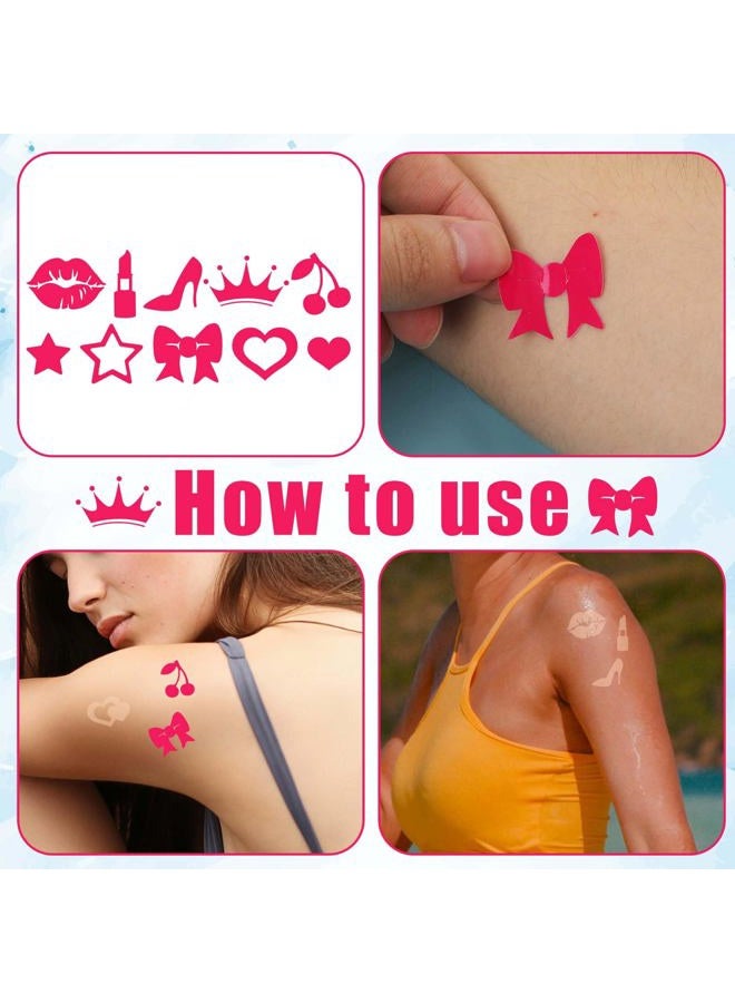 XIHIRCD 320pcs Tanning Stickers, Cute Sunbathing Stickers Self Adhesive Tanning Heart Lips Bow Star Cherry Sunbed Stickers for Body Summer Beach (8 Styles) - Image 3