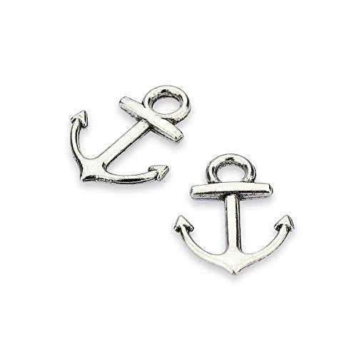 LolliBeads TM Vintage Antiqued Silver Tone Bracelet Connector Anchor Charms 50 Pcs