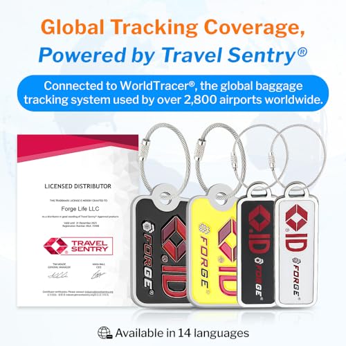 Forge Smart Lost and Found Luggage Tags, Global Luggage Tracking Tag, Travel Sentry Powered Baggage ID System for Luggage, Bags, Suitcases, and More (Black 4 PK) - Image 2
