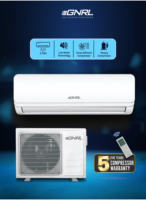 2 Ton T3 Rotary Split AC R410a, EG24TN, 2025 New Series Model | Turbo Efficient Compressor, Auto Restart & Smart Function, | Remote Included, White - Free 5 Year Compressor Warranty