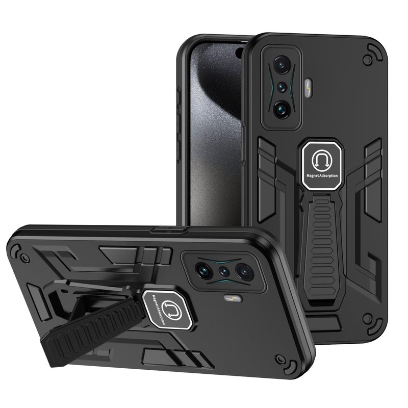 BURAQ Case Cover For Xiaomi Redmi K50 Gaming Shockproof Holder Phone Case(Black) - Image 1