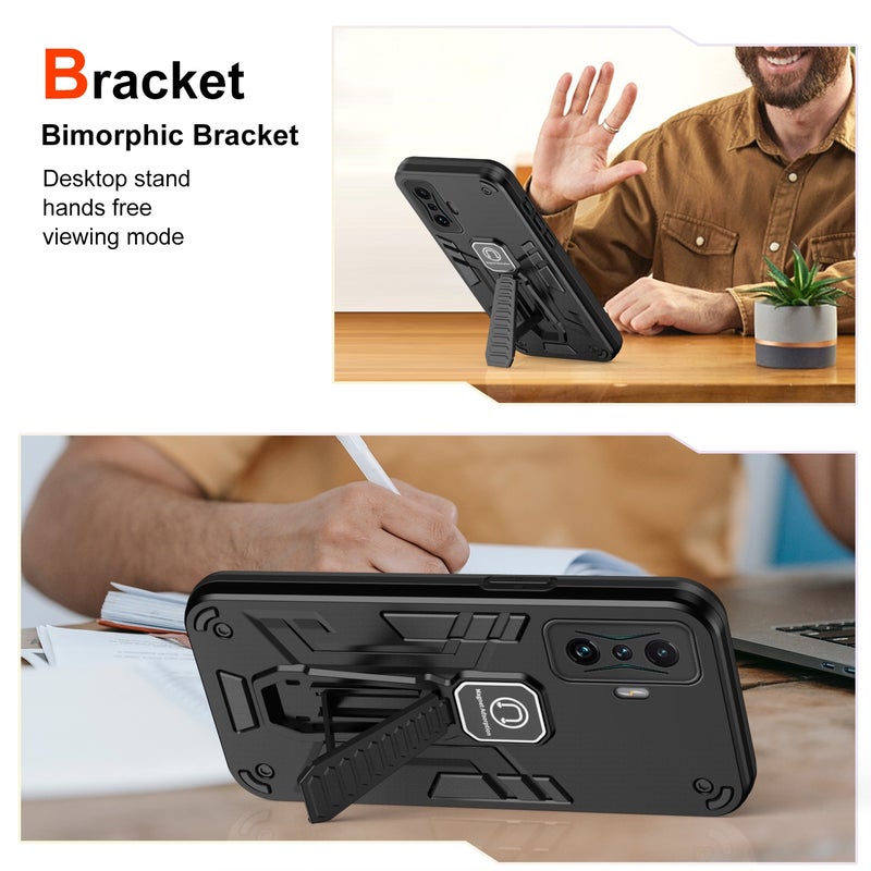 BURAQ Case Cover For Xiaomi Redmi K50 Gaming Shockproof Holder Phone Case(Black) - Image 2